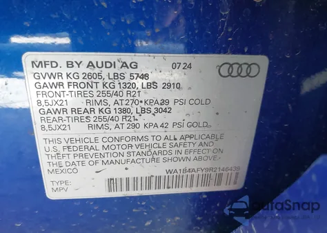 2024 Audi Sq5 Premium Plus Tfsi Quattro Tiptronic z USA, uszkodzony, nr VIN WA1B4AFY9R2146439